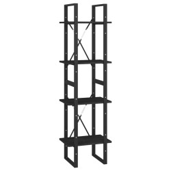 vidaXL Bücherregal 4 Fächer Schwarz 40x30x140 cm Kiefer Massivholz