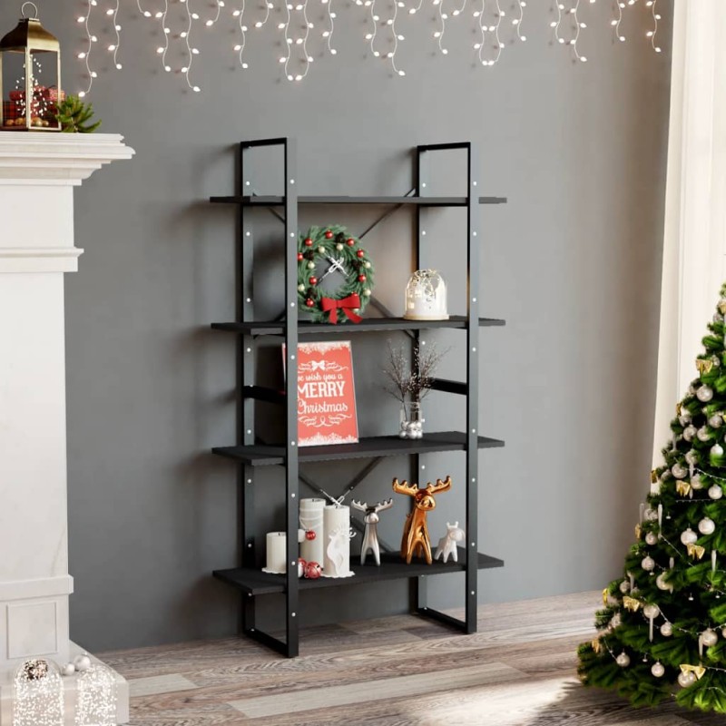 vidaXL Bücherregal 4 Fächer Grau 80x30x140 cm Holzwerkstoff vidaXL Bücherregal 4 Fächer Grau 80x30x140 cm Holzwerkstoff