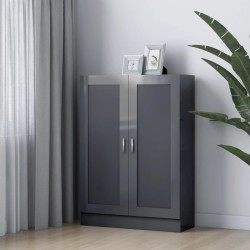 vidaXL Bücherschrank Hochglanz-Grau 82,5x30,5x115 cm Holzwerkstoff