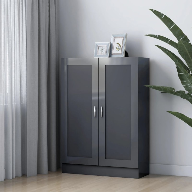 vidaXL Bücherschrank Hochglanz-Grau 82,5x30,5x115 cm Holzwerkstoff vidaXL Bücherschrank Hochglanz-Grau 82,5x30,5x115 cm Holzwerkstoff