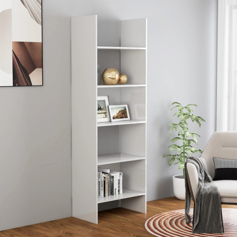 vidaXL Bücherregal Hochglanz-Weiß 60x35x180 cm Holzwerkstoff vidaXL Bücherregal Hochglanz-Weiß 60x35x180 cm Holzwerkstoff