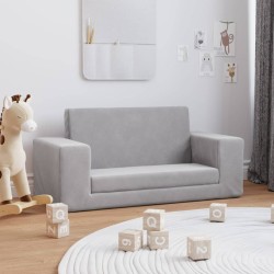 2-Sitzer Schlafsofa für Kinder Hellgrau Weicher Plüsch