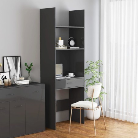 vidaXL Bücherregal Hochglanz-Grau 60x35x180 cm Holzwerkstoff