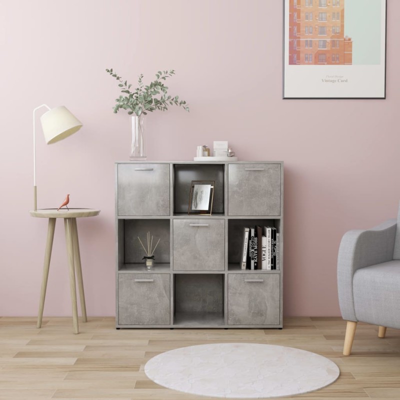 vidaXL Bücherregal Betongrau 90x30x90 cm Holzwerkstoff vidaXL Bücherregal Betongrau 90x30x90 cm Holzwerkstoff