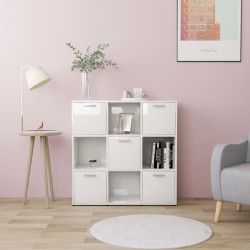vidaXL Bücherregal Hochglanz-Weiß 90x30x90 cm Holzwerkstoff