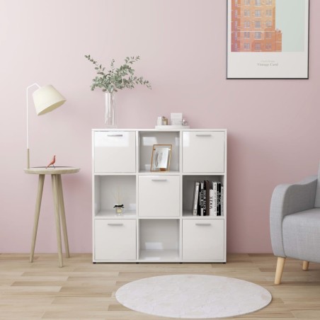 vidaXL Bücherregal Hochglanz-Weiß 90x30x90 cm Holzwerkstoff