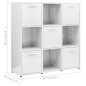 vidaXL Bücherregal Hochglanz-Weiß 90x30x90 cm Holzwerkstoff vidaXL Bücherregal Hochglanz-Weiß 90x30x90 cm Holzwerkstoff