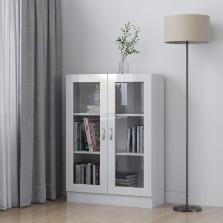 vidaXL Vitrinenschrank Hochglanz-Weiß 82,5x30,5x115 cm Holzwerkstoff
