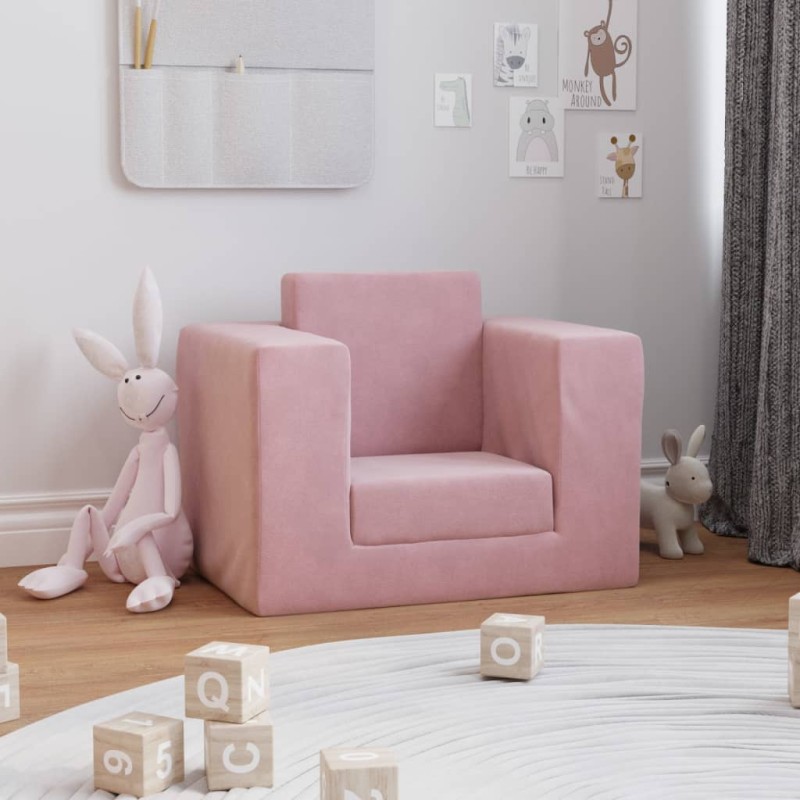 Schlafsofa für Kinder Rosa Weicher Plüsch Schlafsofa für Kinder Rosa Weicher Plüsch
