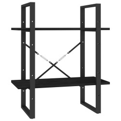 vidaXL Bücherregal 2 Fächer Schwarz 60x30x70 cm Kiefer Massivholz