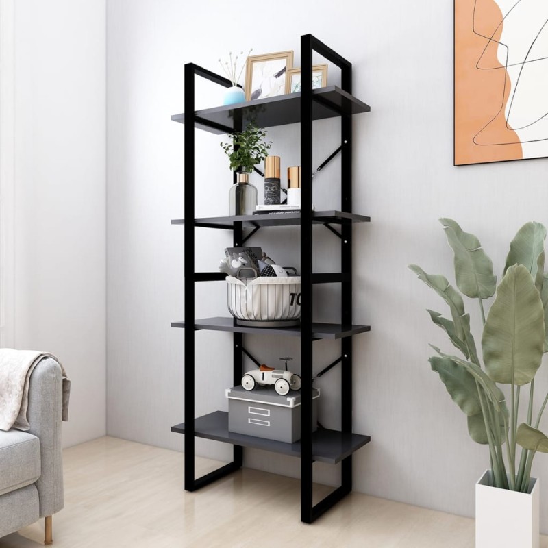 vidaXL Bücherregal 4 Fächer Grau 60x30x140 cm Holzwerkstoff vidaXL Bücherregal 4 Fächer Grau 60x30x140 cm Holzwerkstoff