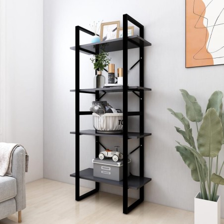 vidaXL Bücherregal 4 Fächer Grau 60x30x140 cm Holzwerkstoff