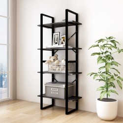 vidaXL Bücherregal 4 Fächer Schwarz 60x30x140 cm Kiefer Massivholz