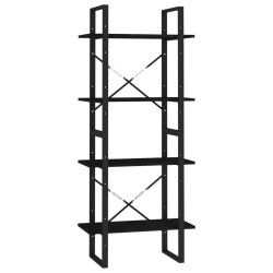 vidaXL Bücherregal 4 Fächer Schwarz 60x30x140 cm Kiefer Massivholz