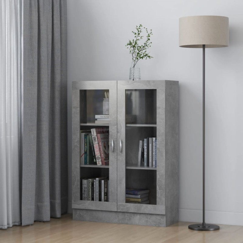 vidaXL Vitrinenschrank Betongrau 82,5x30,5x115 cm Holzwerkstoff vidaXL Vitrinenschrank Betongrau 82,5x30,5x115 cm Holzwerkstoff