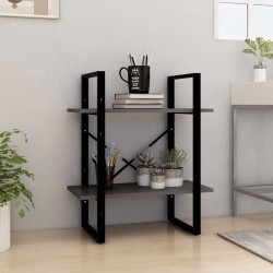vidaXL Bücherregal 2 Fächer Grau 60x30x70 cm Kiefer Massivholz