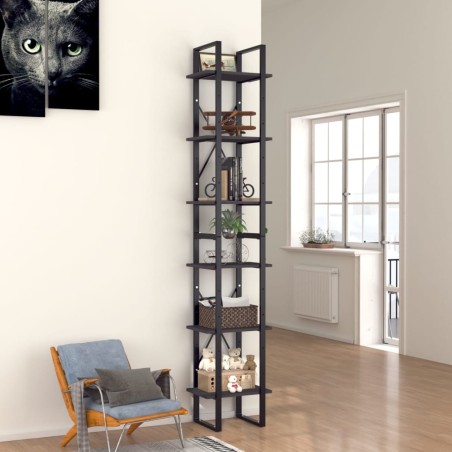 vidaXL Bücherregal 6 Fächer Grau 40x30x210 cm Holzwerkstoff