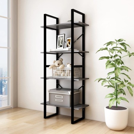 vidaXL Bücherregal 4 Fächer Grau 60x30x140 cm Kiefer Massivholz