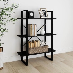 vidaXL Bücherregal 3 Fächer Schwarz 80x30x105 cm Massivholz Kiefer