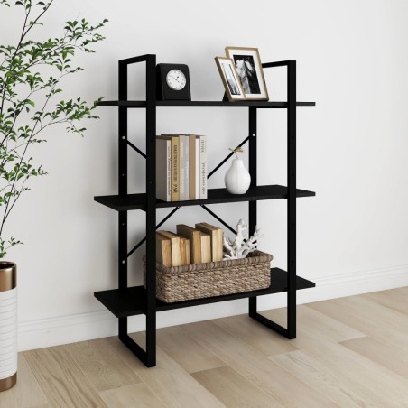 vidaXL Bücherregal 3 Fächer Schwarz 80x30x105 cm Massivholz Kiefer