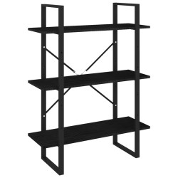 vidaXL Bücherregal 3 Fächer Schwarz 80x30x105 cm Massivholz Kiefer