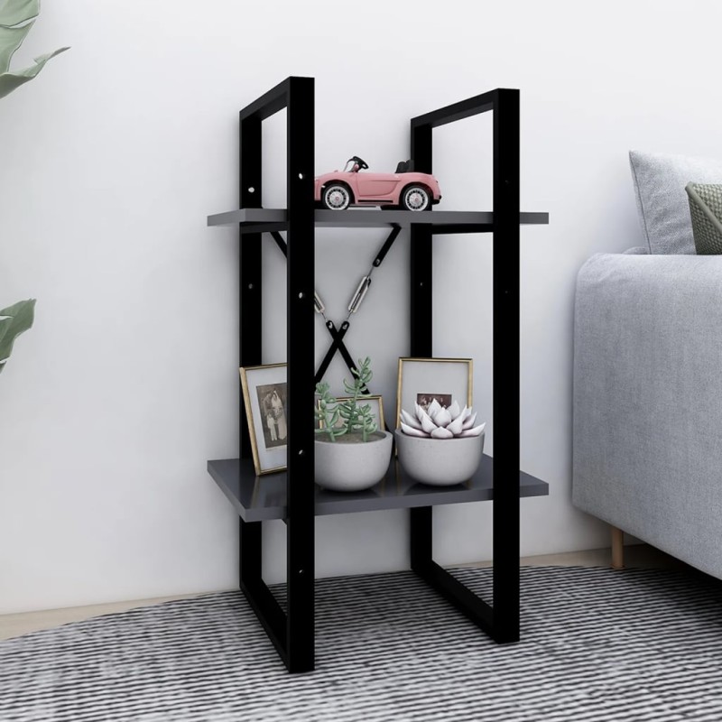 vidaXL Bücherregal 2 Fächer Grau 40x30x70 cm Holzwerkstoff vidaXL Bücherregal 2 Fächer Grau 40x30x70 cm Holzwerkstoff