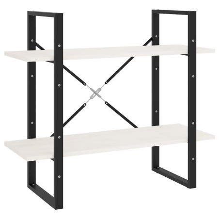vidaXL Bücherregal 2 Fächer Weiß 80x30x70 cm Kiefer Massivholz