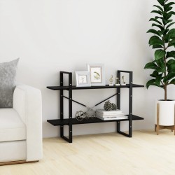 vidaXL Bücherregal 2 Fächer Schwarz 100x30x70 cm Kiefer Massivholz