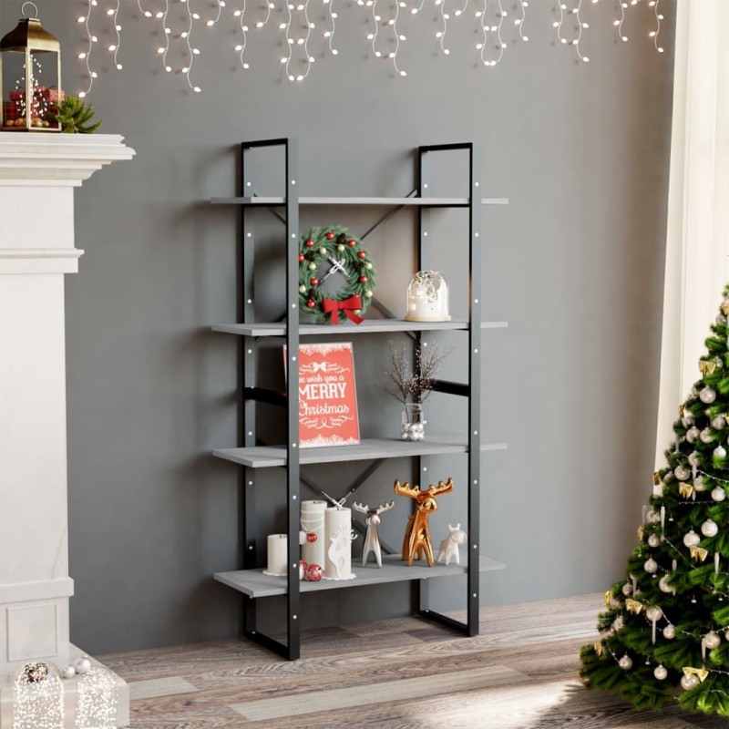 vidaXL Bücherregal 4 Fächer Betongrau 80x30x140 cm Holzwerkstoff vidaXL Bücherregal 4 Fächer Betongrau 80x30x140 cm Holzwerkstoff