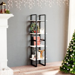 vidaXL Bücherregal 4 Fächer Weiß 40x30x140 cm Kiefer Massivholz