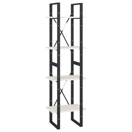 vidaXL Bücherregal 4 Fächer Weiß 40x30x140 cm Kiefer Massivholz