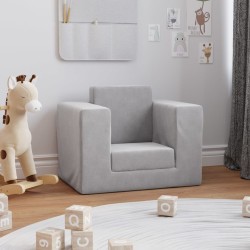 Schlafsofa für Kinder Hellgrau Weicher Plüsch
