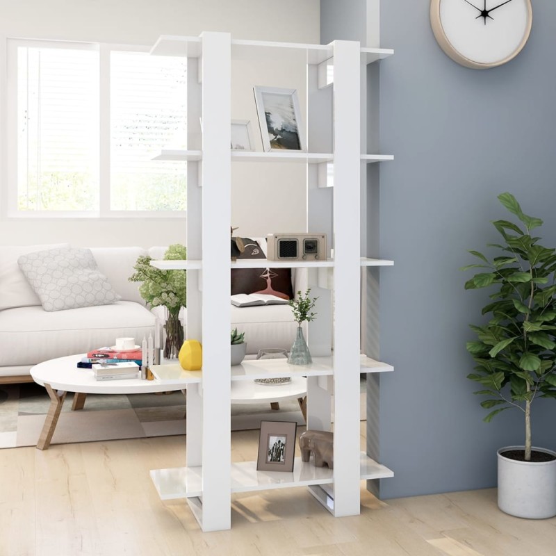 vidaXL Bücherregal/Raumteiler Hochglanz-Weiß 80x30x160 cm vidaXL Bücherregal/Raumteiler Hochglanz-Weiß 80x30x160 cm