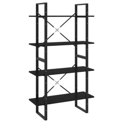 vidaXL Bücherregal 4 Fächer Schwarz 80x30x140 cm Kiefer Massivholz