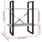 vidaXL Bücherregal 2 Fächer Betongrau 60x30x70 cm Holzwerkstoff vidaXL Bücherregal 2 Fächer Betongrau 60x30x70 cm Holzwerkstoff