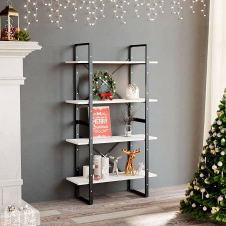 vidaXL Bücherregal 4 Fächer Weiß 80x30x140 cm Kiefer Massivholz