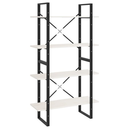 vidaXL Bücherregal 4 Fächer Weiß 80x30x140 cm Kiefer Massivholz