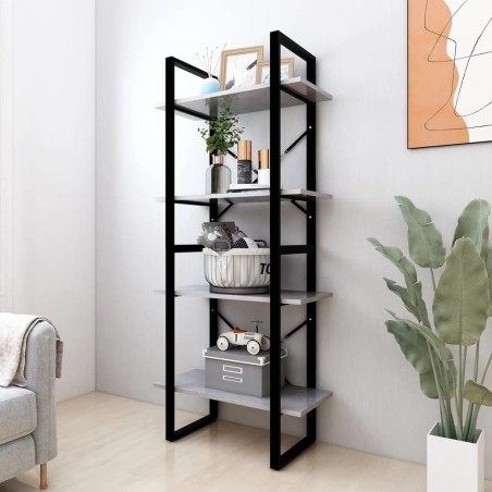 vidaXL Bücherregal 4 Fächer Betongrau 60x30x140 cm Holzwerkstoff