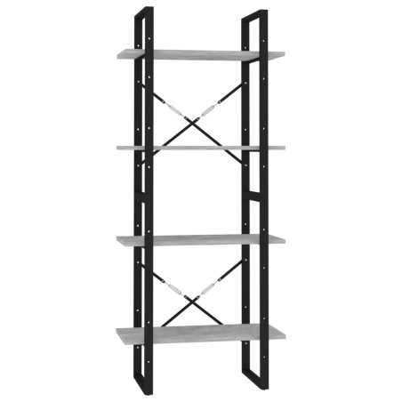 vidaXL Bücherregal 4 Fächer Betongrau 60x30x140 cm Holzwerkstoff