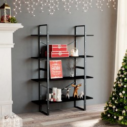vidaXL Bücherregal 4 Fächer Schwarz 100x30x140 cm Kiefer Massivholz