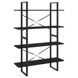 vidaXL Bücherregal 4 Fächer Schwarz 100x30x140 cm Kiefer Massivholz