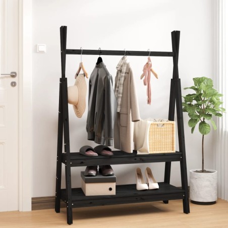 vidaXL Kleiderschrank Schwarz 100x45,5x150 cm Massivholz Kiefer