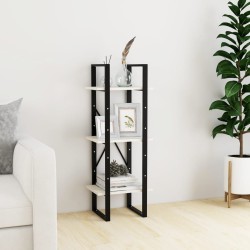 vidaXL Bücherregal 3 Fächer Weiß 40x30x105 cm Massivholz Kiefer