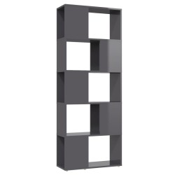 vidaXL Bücherregal Raumteiler Hochglanz-Grau 60x24x155 cm