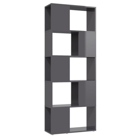 vidaXL Bücherregal Raumteiler Hochglanz-Grau 60x24x155 cm