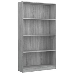 vidaXL Bücherregal 4 Fächer Grau Sonoma 80x24x142 cm Holzwerkstoff