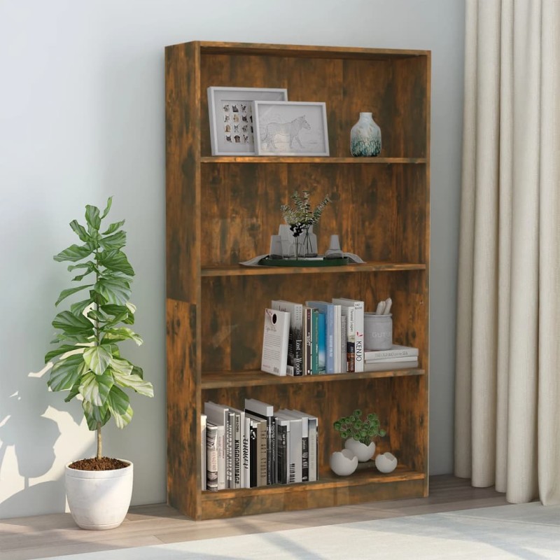 vidaXL Bücherregal 4 Fächer Räuchereiche 80x24x142 cm Holzwerkstoff vidaXL Bücherregal 4 Fächer Räuchereiche 80x24x142 cm Holzwerkstoff