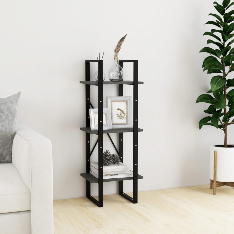 vidaXL Bücherregal 3 Fächer Grau 40x30x105 cm Massivholz Kiefer vidaXL Bücherregal 3 Fächer Grau 40x30x105 cm Massivholz Kiefer