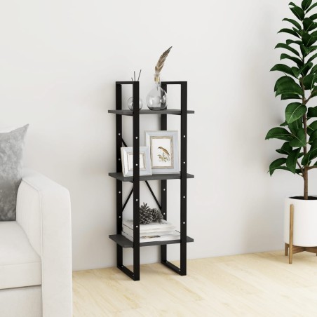 vidaXL Bücherregal 3 Fächer Grau 40x30x105 cm Massivholz Kiefer