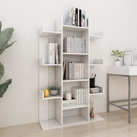 vidaXL Bücherregal Hochglanz-Weiß 86x25,5x140 cm Holzwerkstoff